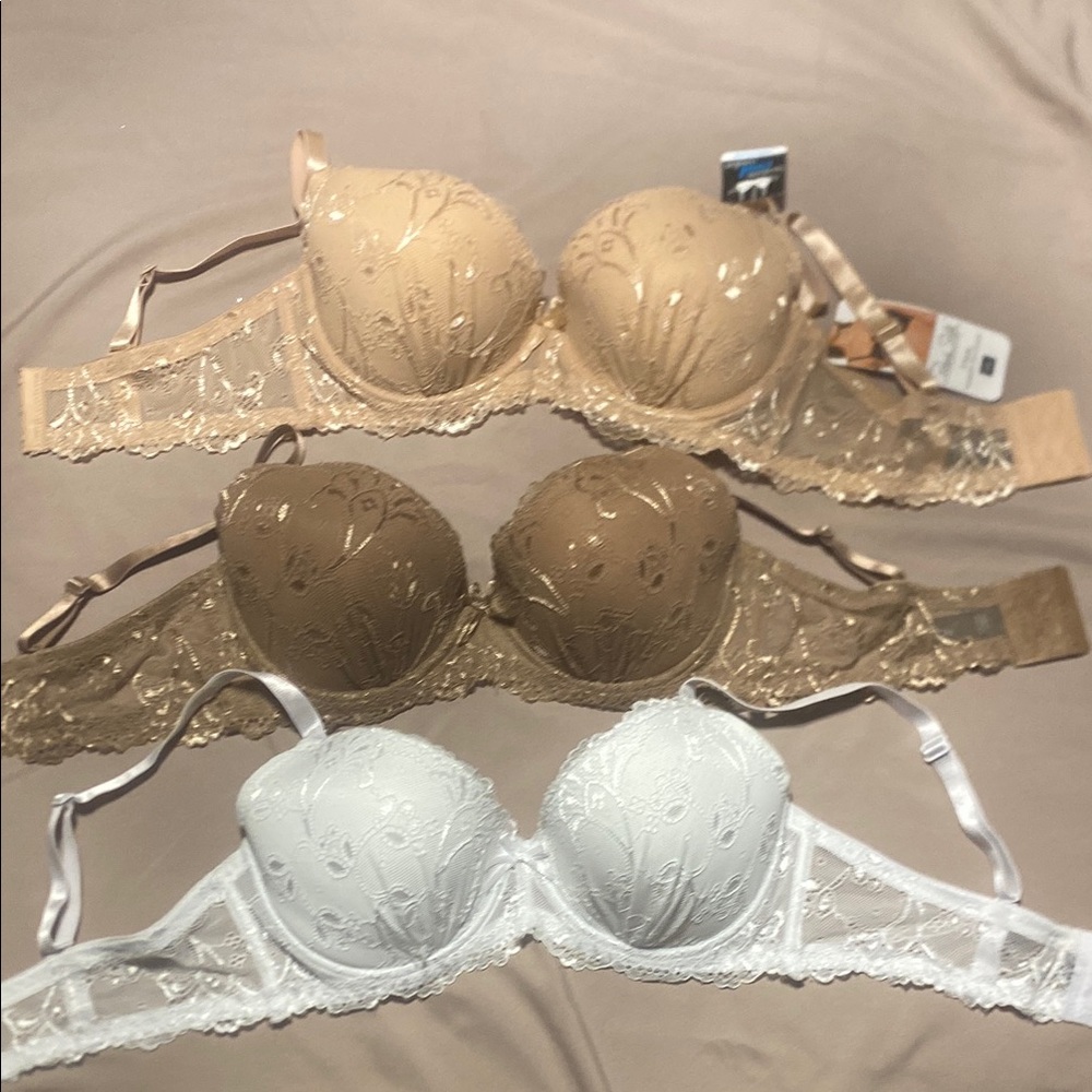 Rene Rofe Lace Underwire Bra Set - Tan, Brown, White